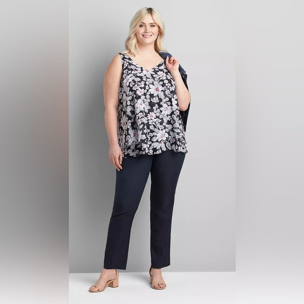 Lane Bryant Navy Blue The Allie Trouser Pants Straight Pant Size 26